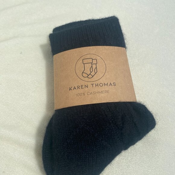 Karen Thomas Cable Knit Cashmere Socks, One size - Picture 2 of 3